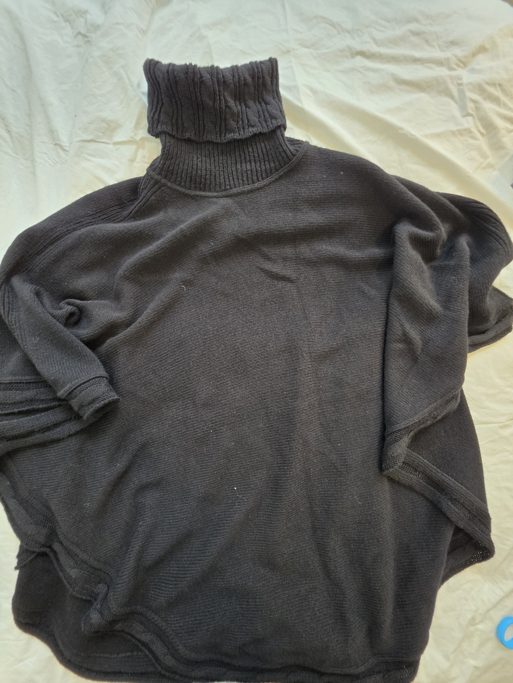 Sutton Studio Black Turtleneck Poncho Sweater